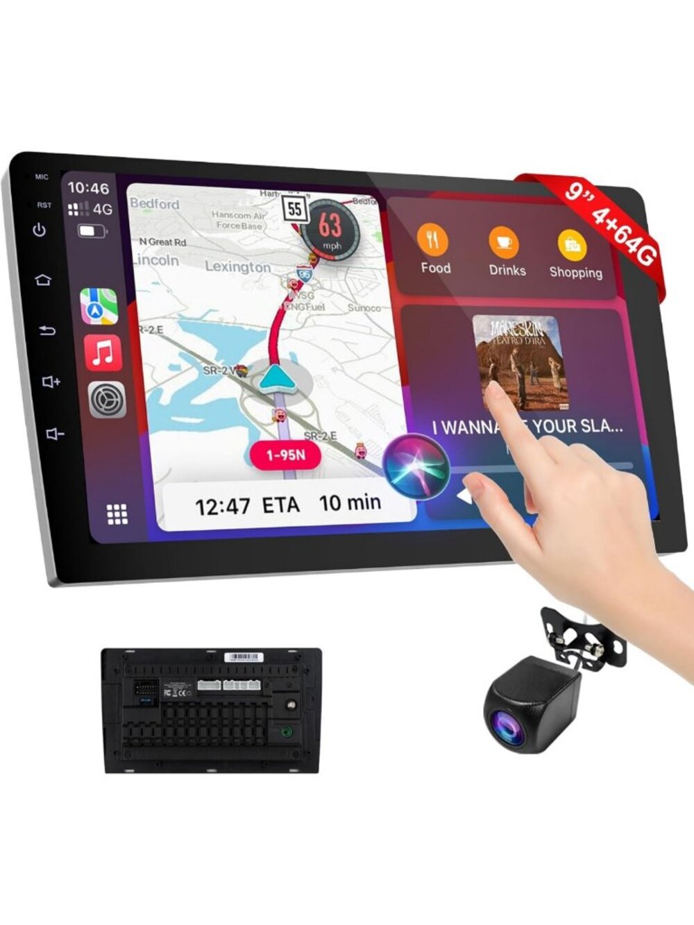 Haudio 9 Inch Cars Radio with Apple Carplay and Android Auto, 2 Din Car Stereo